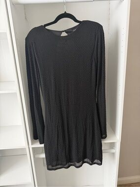 Fashion Nova Black Rhinestone Mesh Mini Dress XL